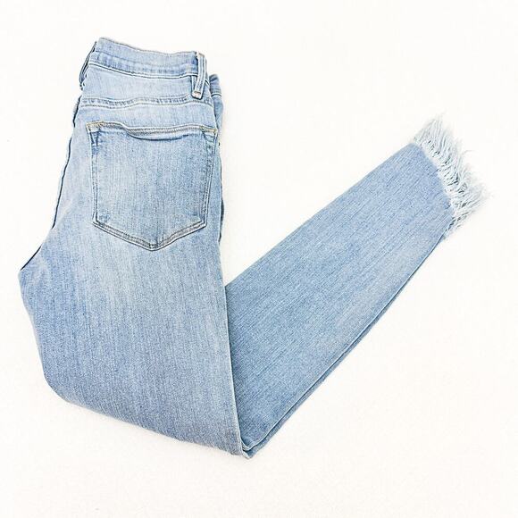 Frame Le High Skinny Light Wash Denim Jeans Eling LHSKSR899 Raw Hem Size 25 - Picture 9 of 9
